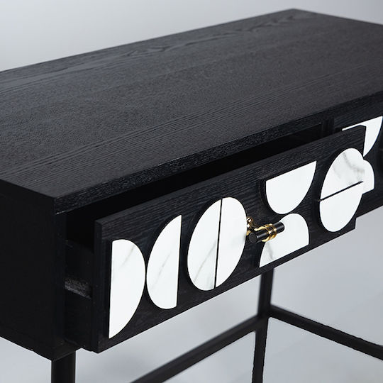 Wooden Console Table Black-white L100xW40xH77cm