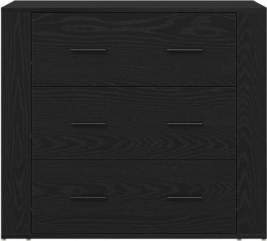 vidaXL Büroaufbewahrungsschublade und -schrank aus MDF Schwarze Eiche 80x33x150cm