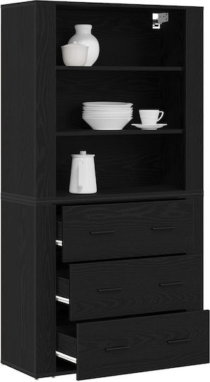 vidaXL Büroaufbewahrungsschublade und -schrank aus MDF Schwarze Eiche 80x33x150cm