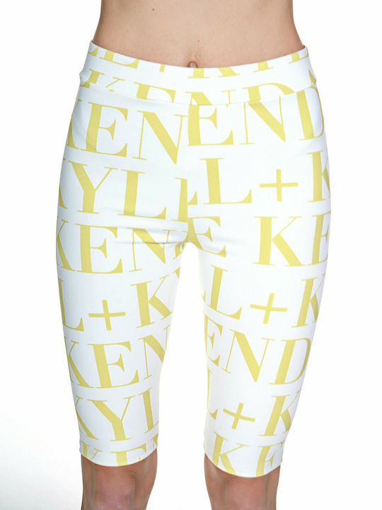Women's Bike Training Legging High Waisted White/Lime