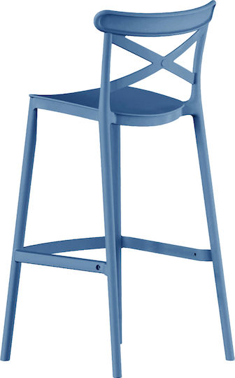Σκαμπό Μπαρ από Πολυπροπυλένιο Elly Μπλέ 49x47x100cm