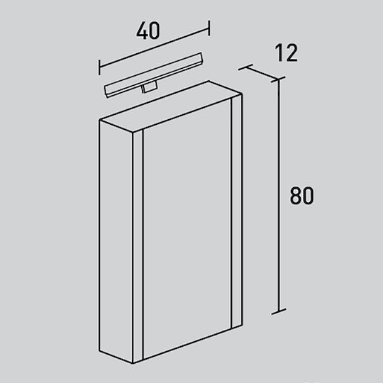 Pro Bagno 912AM Καθρέπτης Led από Μοριοσανίδα με Ντουλάπι 40x80cm Μαύρος