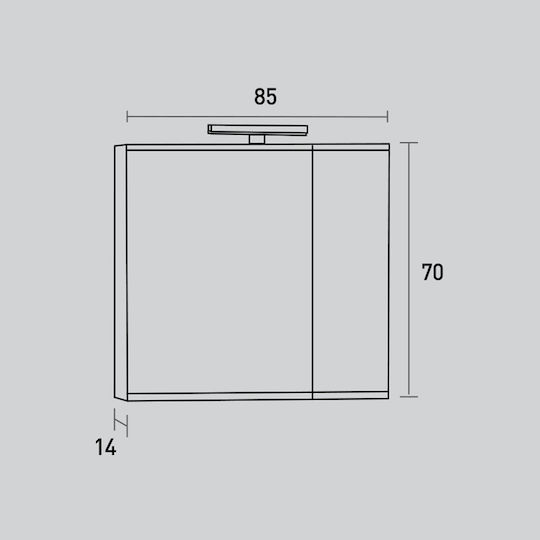 Pro Bagno 954AMA Καθρέπτης Led από Μοριοσανίδα με Ντουλάπι 85x70cm Λευκός