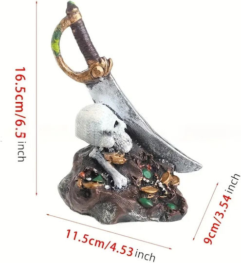 Epigasos Decorațiune Pentru Acvariu Sabie Craniu 11,5x9x16,5 cm