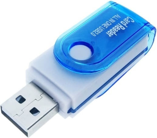 Cititor USB 2.0 MicroSD SDHC M2 Mmc Carduri de Memorie Cap Rotativ Albastru