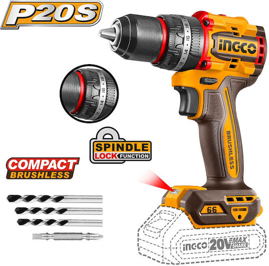 Ingco Percussive Drill Driver Battery Solo Brushless 20V