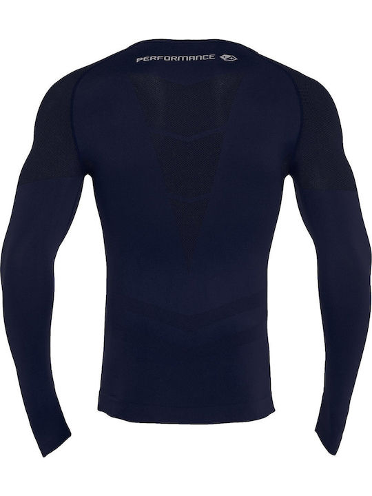 Macron Performance Ανδρική Ισοθερμική Μακρυμάνικη Μπλούζα Compression Μπλε