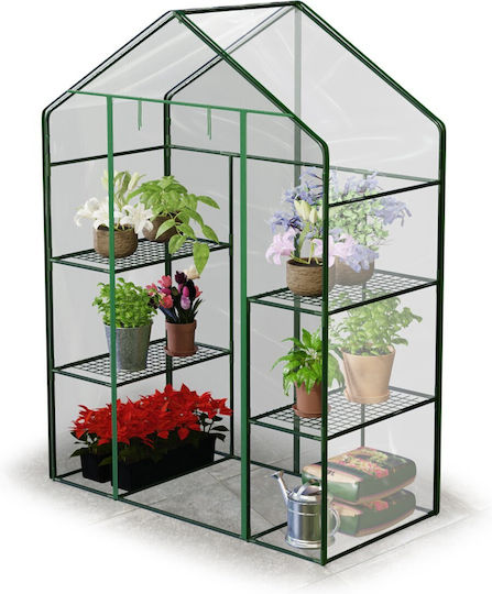 Plonos GC4922 Greenhouse House Type with Metal Frame and Shelves 1.4x0.7x1.95m