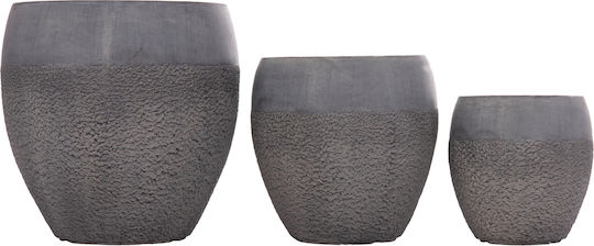 HomeMarkt Set 3 Metallische Pflanzgefäße Dunkel Zement 55x54cm