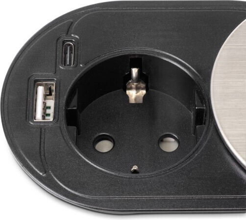 Emuca Einzeln Gemauerte Steckdose mit 2 USB-Anschlüssen und Deckel
