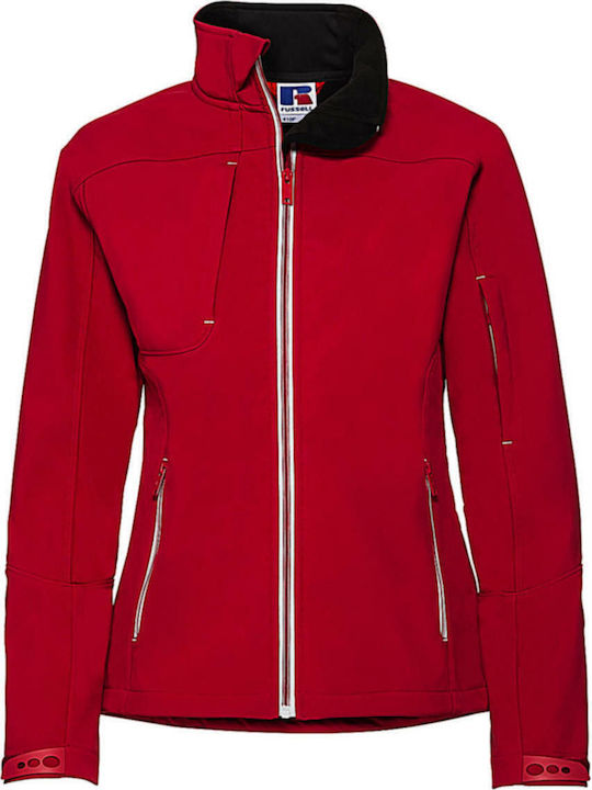 Bionic R-410F-0 Women's Short Sports Softshell Jacket Waterproof and Windproof for Winter Red