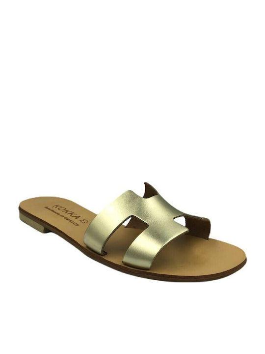 Women's Flat Sandals in Gold Color