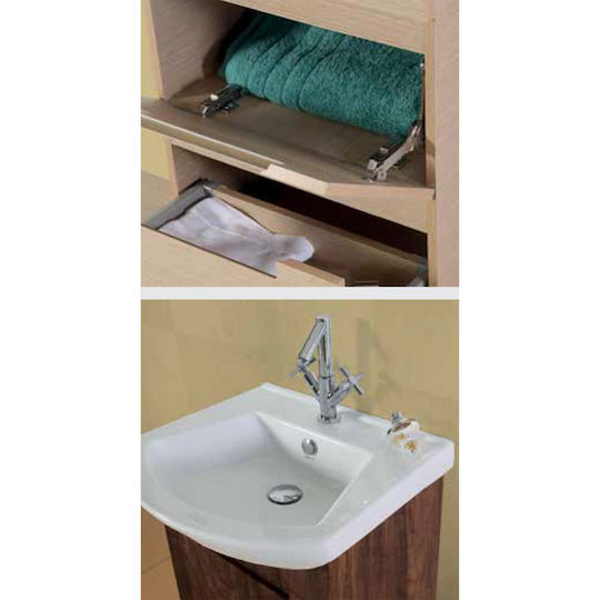 Pro Bagno Πάγκος με Νιπτήρα & Καθρέπτη Καφέ Pro Bagno Πάγκος με Νιπτήρα & Καθρέπτη Καφέ