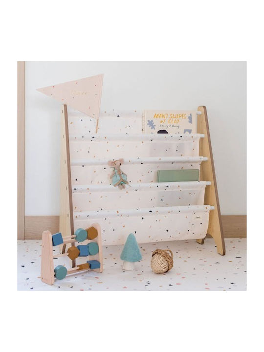 Kids Wooden Bookcase White 25.4x25.4x61cm