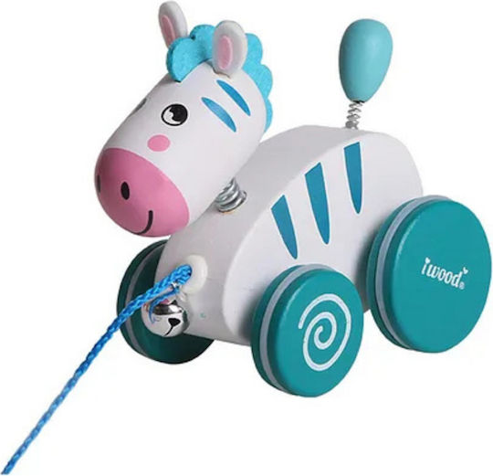 iwood Pull-Along Toy Push Toy Zebra made of Wood for 12++ Months