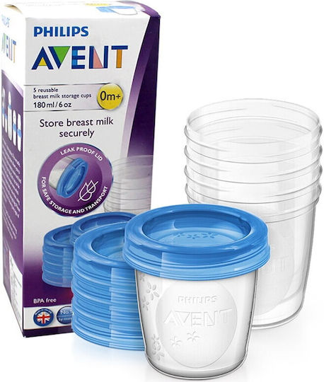 Philips Δοχεία Αποθήκευσης Μητρικού Γάλακτος 180ml 5τμχ