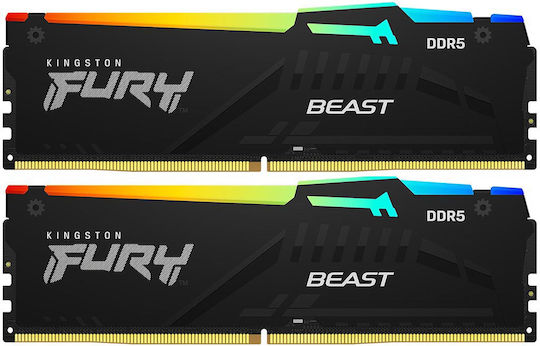 Kingston FURY Beast RGB DDR5 64GB RAM με 2x32GB Modules και Ταχύτητα 6000 για Desktop