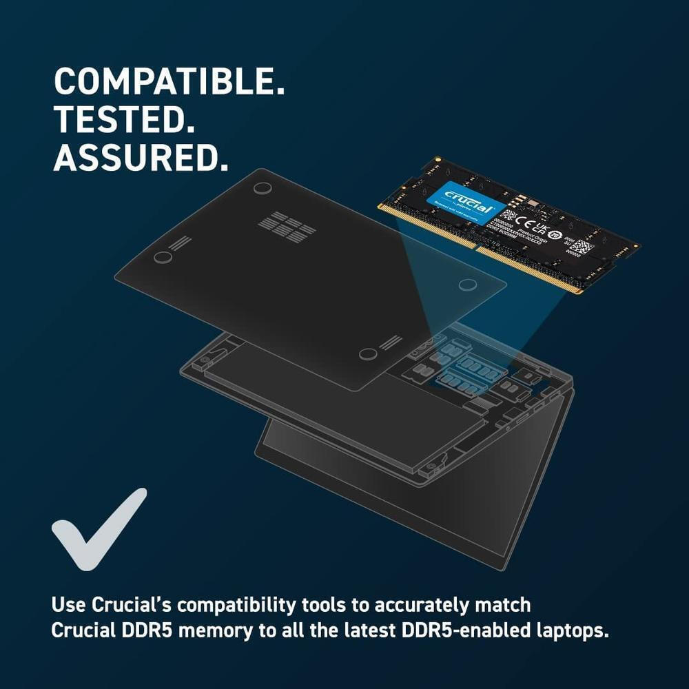 Crucial 8GB DDR5 RAM cu Viteză 4800 pentru Laptop (CT8G48C40S5