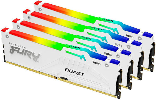 Kingston Fury Beast RGB DDR5 128GB RAM with 4x32GB Modules and Speed 5200 for Desktop