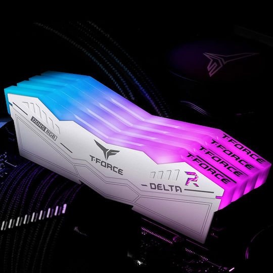 TeamGroup Delta RGB White 32GB DDR5 RAM cu Viteză 6400 pentru Desktop