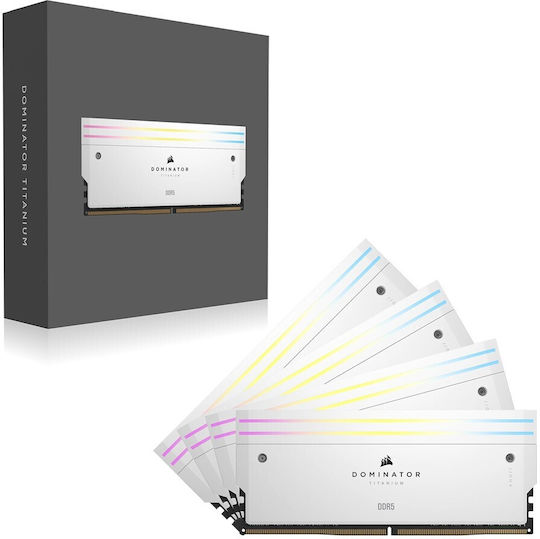 Corsair Dominator Titanium RGB XMP White DDR5 64GB RAM με 4x16GB Modules και Ταχύτητα 6000 για Desktop