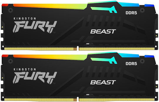 Kingston Fury Beast RGB DDR5 16GB RAM με 2x8GB Modules και Ταχύτητα 6000 για Desktop