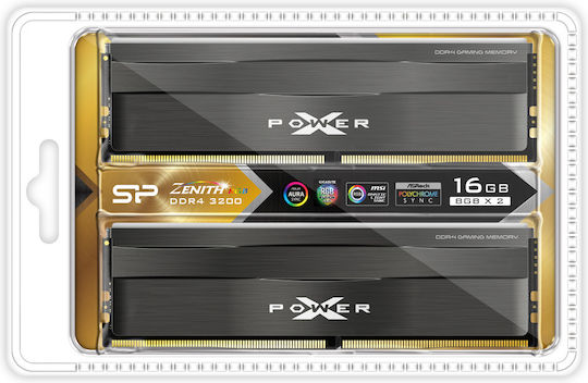 Silicon Power XPOWER Zenith RGB 16GB DDR4 RAM с 2 модула (2x8GB) и Скорост 3200 за Настолен Компютър