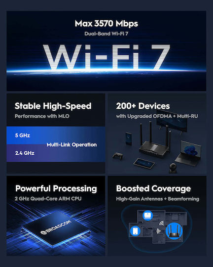 Cudy WR3600H v1 Wireless Router Wi‑Fi 7 with 4 Gigabit Ports
