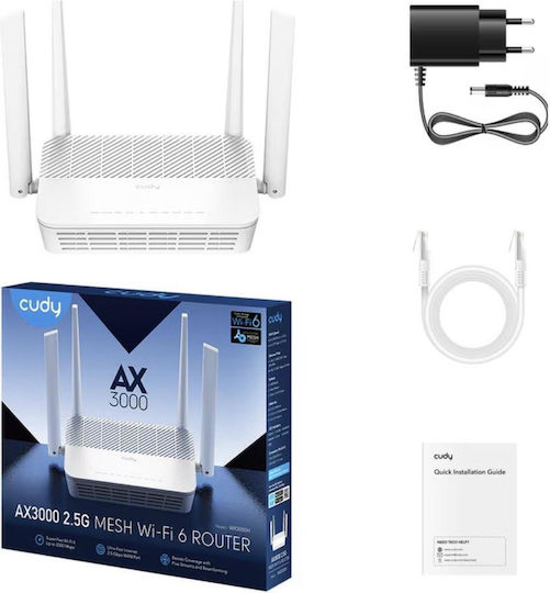 Cudy WR3000H v1 Ασύρματο Router Wi‑Fi 6 με 4 Θύρες Gigabit