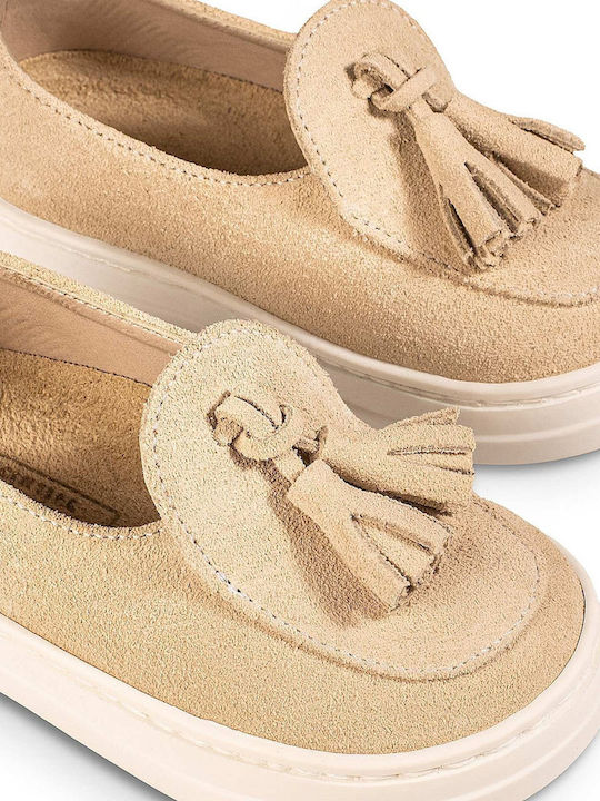 Babywalker Christening Leather Moccasins Ecru