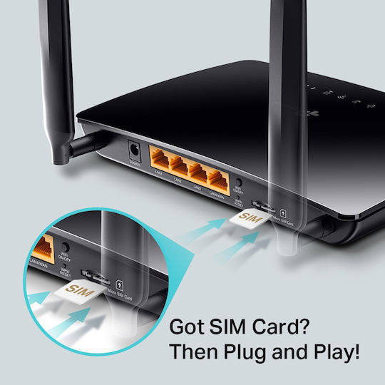 TP-LINK Archer MR400 v2 Ασύρματο 4G Router Wi‑Fi 5 με 3 Θύρες