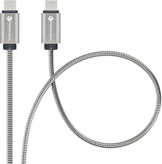 Forcell USB 2.0 USB-C Male To USB-C 100W PD Silver 2m Cable