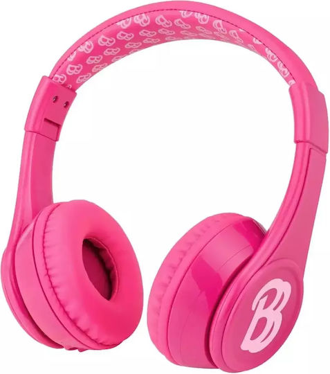 eKids Barbie Bluetooth Wireless On Ear Headphones with Radio with 3 hours of Operation Pink