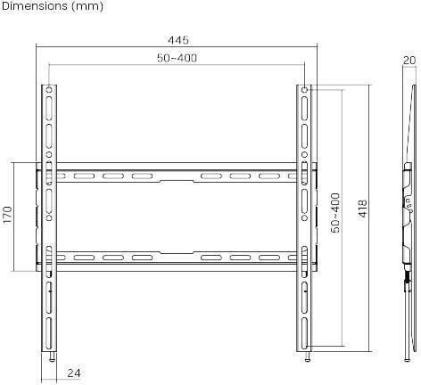 Brateck KL32-44F Βάση Τηλεόρασης Τοίχου έως 70" και 45kg