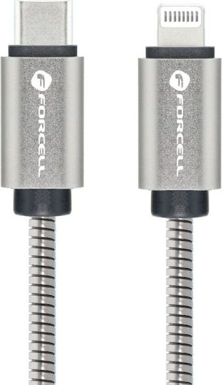 Forcell Stainless USB-C to Lightning Cable 27W Ασημί 2m