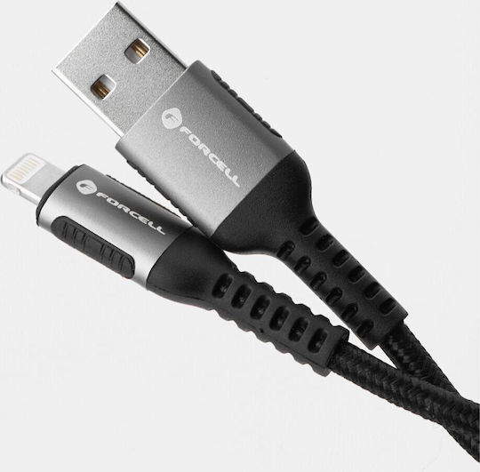 Forcell USB-A to Lightning Cable 12W Μαύρο 0.5m