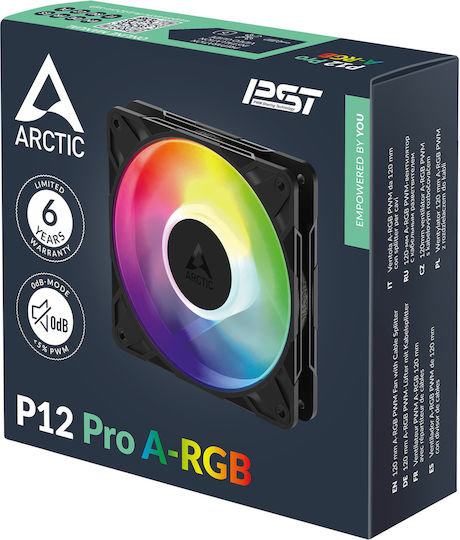 Arctic P12 Pro Case Fan 120mm (77cfm) με ARGB Φωτισμό και Σύνδεση 4-Pin Molex / 4-Pin PWM
