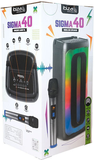 Ibiza Sound Karaoke Speaker With Wireless Microphone And Lighting Effects SIGMA40 Black