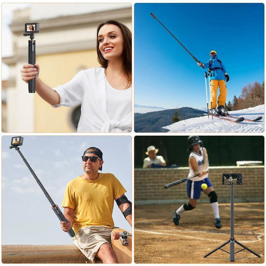 Puluz Action Camera 1.4 Meter Selfie Stick Tripod Live Streaming Base Video Recording Black