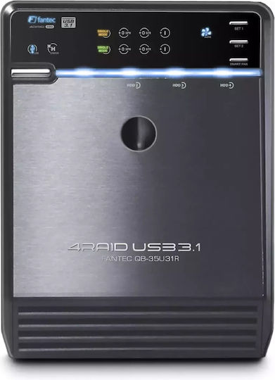 Fantec QB-35U31R Case for 4 Hard Drives 2.5" / 3.5" SATA III with Connection USB 3.1 Type-C