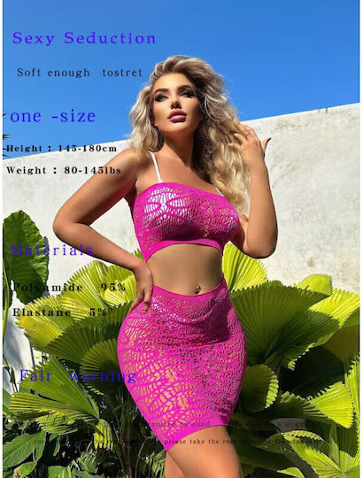 Aph Sexy Set Roz De Plajă Din Dantelă