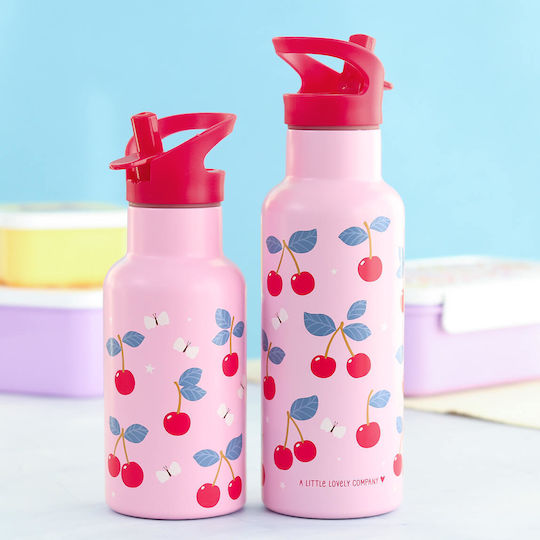 A Little Lovely Company Stainless Steel Kids Water Bottle Thermos with Straw Multicolour 500ml