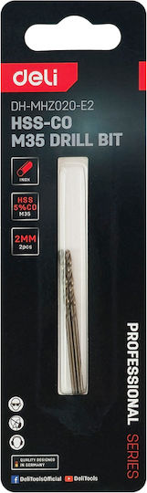 Deli Set of 2 HSS Drills with Cylindrical Drill Top for Metal