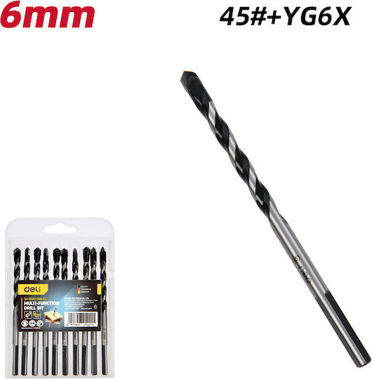 Deli Satz 10 Bohrer für Gemäuer, Metall, Holz und Glas/Fliesen