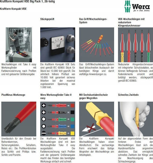 Wera Kraftform Kompakt Screwdriver with Interchangeable Tips
