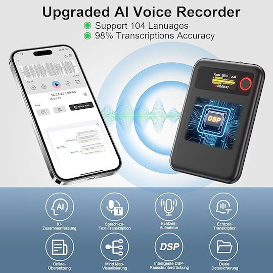 Înregistrator De Voce X0028UD12H Cu Memorie Internă 64GB