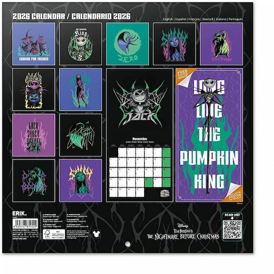 Calendar De Perete 2026 30x30cm Disney Coșmarul De Crăciun