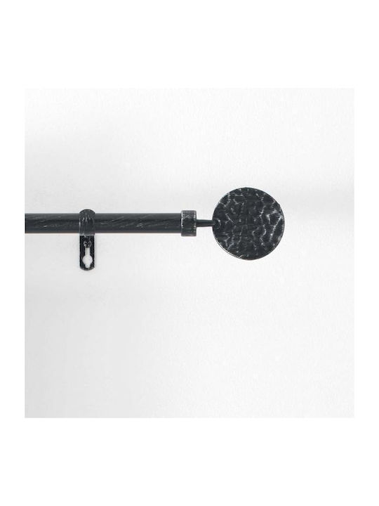 Extendable Metallic Curtain Pole Bullette Single Φ19mm 120-210cm Noir / Argent 120-210cm