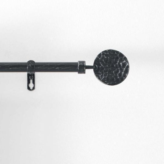 Extendable Metallic Curtain Pole Bullette Single Φ19mm 120-210cm Noir / Argent 120-210cm
