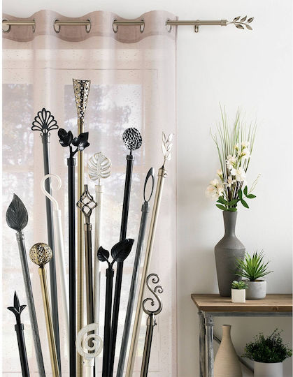 Extendable Metallic Curtain Pole Bullette Single Φ19mm 120-210cm Noir / Argent 120-210cm